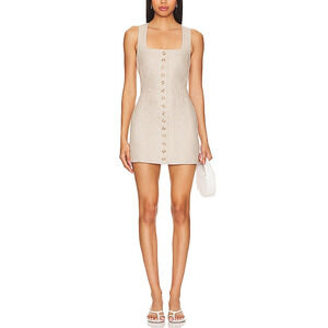 Faithfull The Brand 'Marinia' Beige Linen Mini Dress Size M